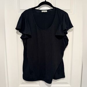 Max Studio Elegant Black Flutter Sleeve Blouse XL